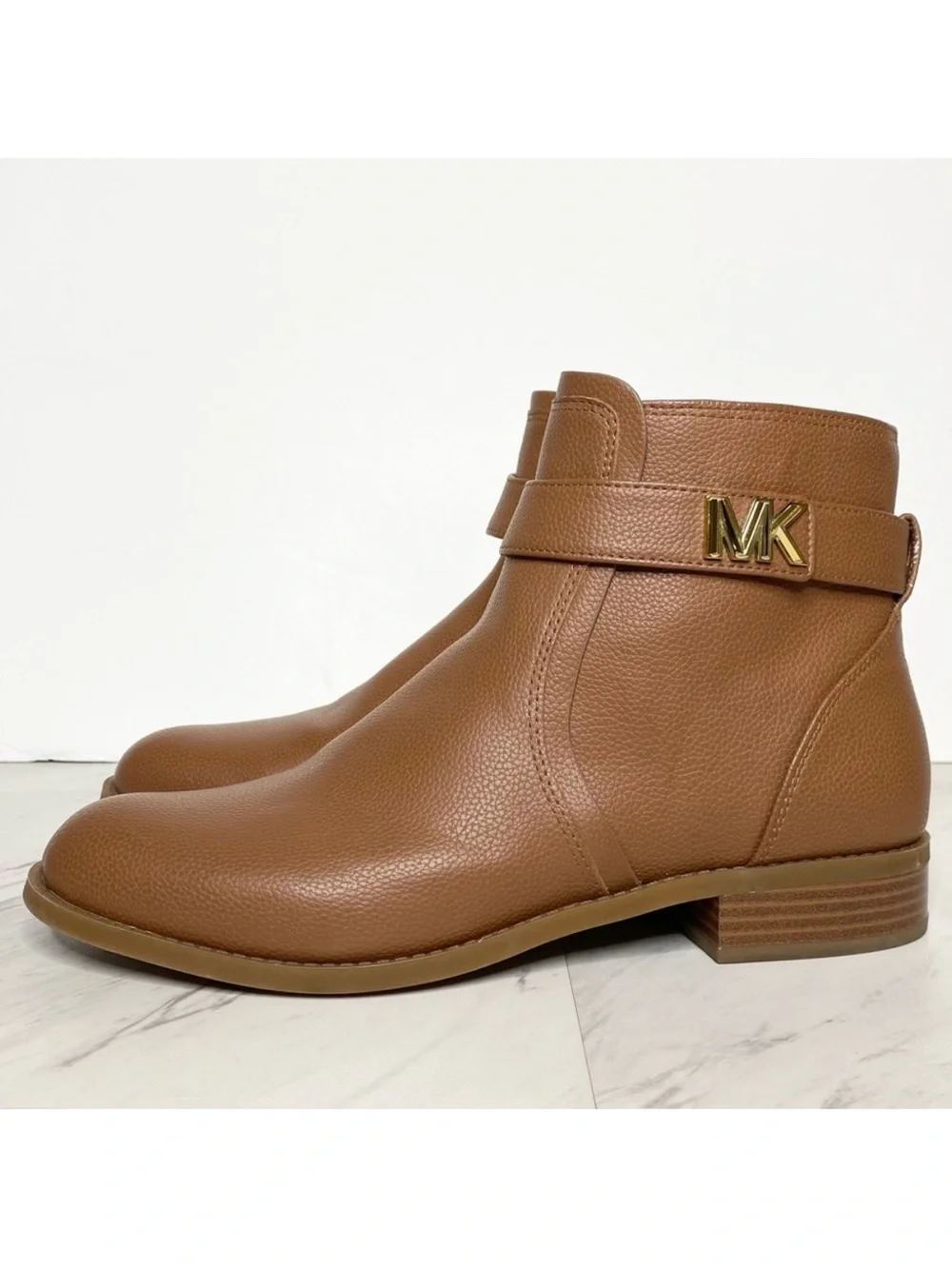 Michael Kors Jilly Brown Pebbled Faux Leather Bootie 9 1/2 M